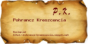 Pohrancz Kreszcencia névjegykártya